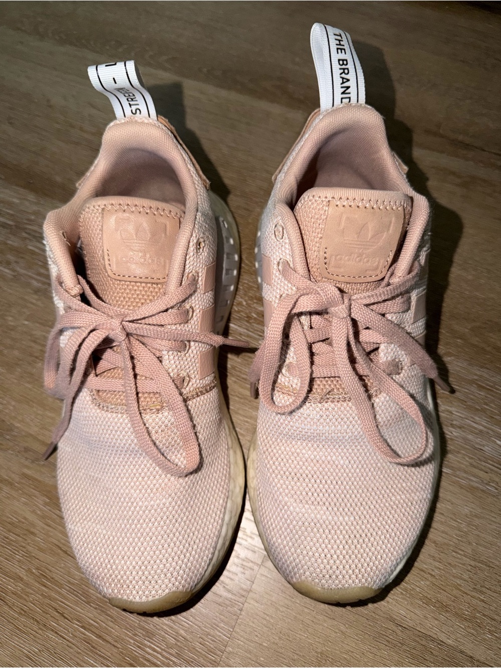 adidas Women’s Pale Pink Knit Lace-Up Sneakers